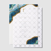 ネイビーブルージョードアゲイト金ゴールドクロスバプテスマ ベラム紙招待状 (オフセット (招待状))