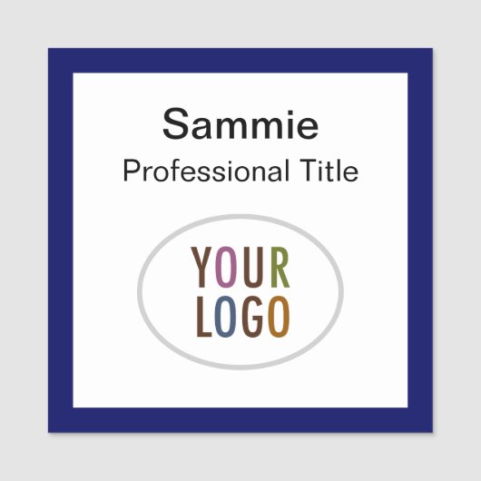 ネイビーブルースクエアネームバッジロゴ磁気またはピン 名札 (正面)