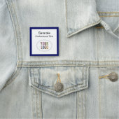 ネイビーブルースクエアネームバッジロゴ磁気またはピン 名札 (インサイチュ)