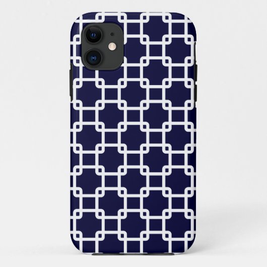 ネイビーブルースクエアリンクパターンiPhone 5ケース Case-Mate iPhoneケース (裏面)