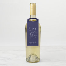 ネイビーブルースクリプトウェルカムメッセージボトルハンガーラベル