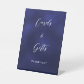 ネイビーブルースクリプトカードギフトサイン 台座サイン (正面)
