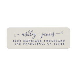 ネイビーブルースクリプトグレイ結婚ズ差出人住所 ラベル