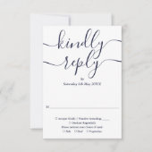 ネイビーブルースクリプトストリングラ結婚イト 出欠カード (正面)