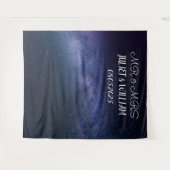 ネイビーブルースクリプトミセス結婚のバックドランドバナー タペストリー (正面(横))