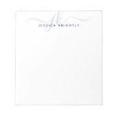 ネイビーブルースクリプトモノグラムイニシャル名 ノートパッド (正面)