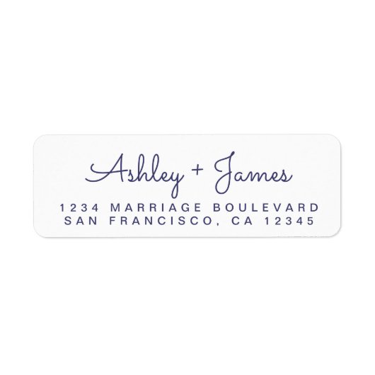 ネイビーブルースクリプト名結婚の差出人住所 ラベル (正面)