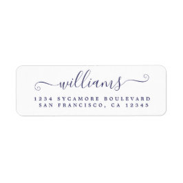 ネイビーブルースクリプト姓差出人住所 ラベル