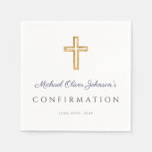 ネイビーブルースクリプト宗教クロスボーイ確認 スタンダードカクテルナプキン (正面)