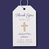 ネイビーブルースクリプト宗教少年ファースト・コミュニオン ギフトタグ