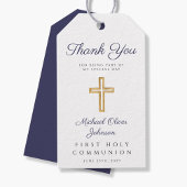 ネイビーブルースクリプト宗教少年ファースト・コミュニオン ギフトタグ