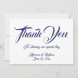 ネイビーブルースクリプト結婚のノートカードありがとう