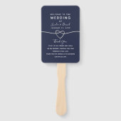 ネイビーブルースクリプト結婚式 プログラム ハンドファン (正面)