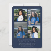 ネイビーブルースクリプト5写真卒業 案内状 (裏面)