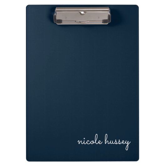 ネイビーブルースクリプト |モノグスタイリッシュラムモダン クリップボード (正面)