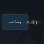 ネイビーブルースクリプト |モノグスタイリッシュラムモダン ラゲッジタグ<br><div class="desc">印象的なシンプルモノクロのネイビースタイリッシュブルーとホワイトで手書きカジュアルのモノグラムデザイン。モノグラムはパーソナライズされたお前のように簡単にデザインユニークできる！任意のトレンディーのための完璧な大事な行事ギフトまたはアクセサリー。</div>