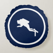 ネイビーブルースクーバダイバー航海の ラウンドクッション (正面)