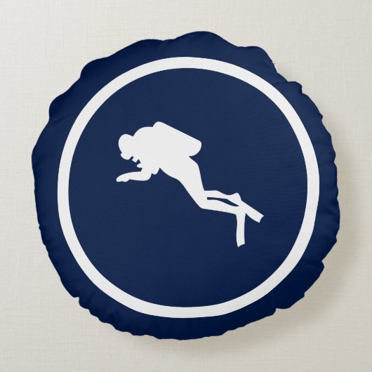 ネイビーブルースクーバダイバー航海の ラウンドクッション (裏面)