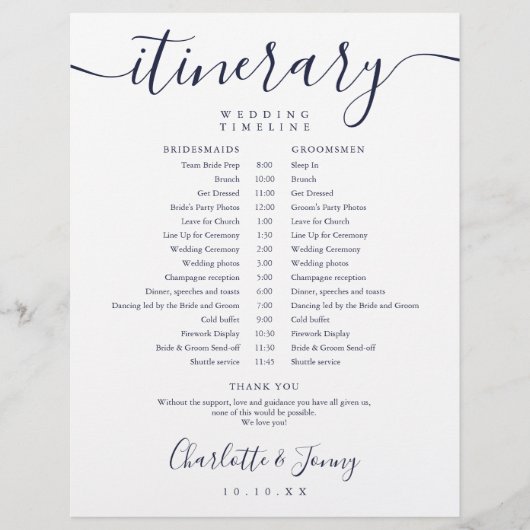 ネイビーブルースケジュー結婚ルの日程 (正面)