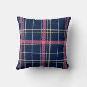 ネイビーブルースコットランドタータンチェックプレイドピンクホワイトストライプ クッション (裏面)