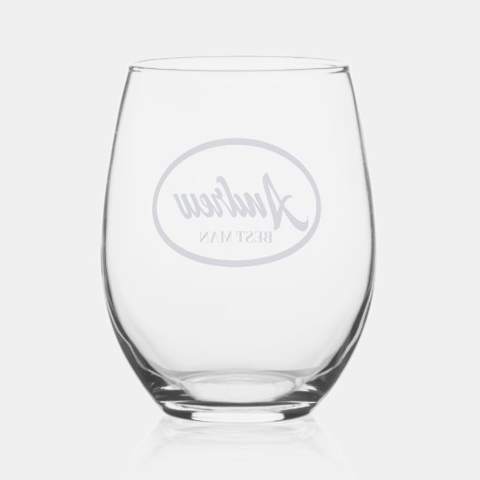 ネイビーブルースタイル化された名結婚前の花婿介添人ガラス ステムなしワイングラス (裏面)