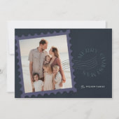 ネイビーブルースタンプ2フォトクリスマス シーズンカード (正面)