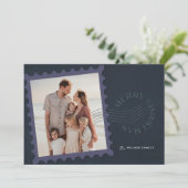 ネイビーブルースタンプ2フォトクリスマス シーズンカード (スタンド正面)