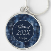 ネイビーブルースターきらめくクラス卒業キーチェーン キーホルダー (正面)