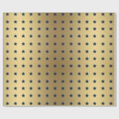 ネイビーブルースターズのメタリック金ゴールド ラッピングペーパー (フラット)