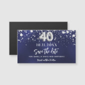 ネイビーブルースターズ40th誕生日Save the Date magnet (正面/裏面)