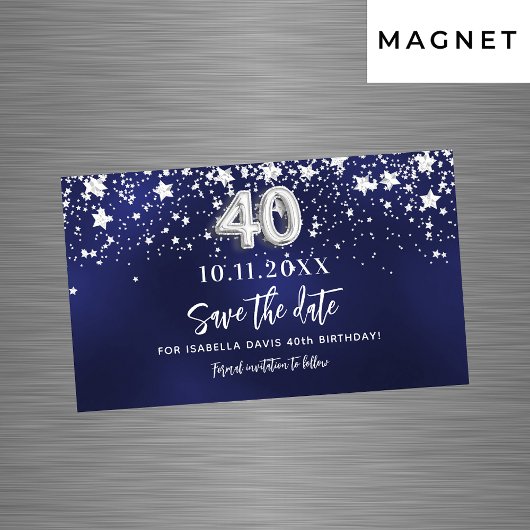 ネイビーブルースターズ40th誕生日Save the Date magnet
