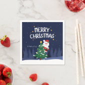 ネイビーブルースターズ&サンタ スタンダードカクテルナプキン (インサイチュ)