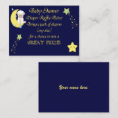 ネイビーブルースターズ、月、羊おむつラッフルチケット エンクロージャーカード (正面/裏面)