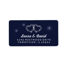 ネイビーブルースターハート結婚ズの住所 ラベル