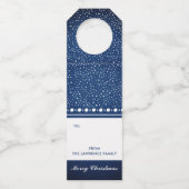 ネイビーブルースターパーソナライズされたクリスマスホリデーギフト ボトルネックタグ (正面)