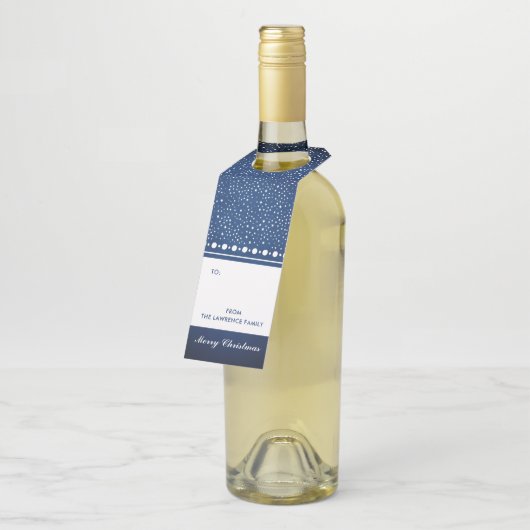 ネイビーブルースターパーソナライズされたクリスマスホリデーギフト ボトルネックタグ (アングル)