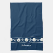 ネイビーブルースターフィッシュサンドドルコースト キッチンタオル (縦)