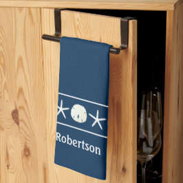 ネイビーブルースターフィッシュサンドドルコースト キッチンタオル