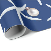 ネイビーブルースターフィッシュパターンクリスマスプレゼントラップ ラッピングペーパー (ロールコーナー)