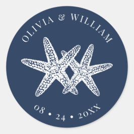 ネイビーブルースターフィッシュビーチコースト結婚ーズ ラウンドシール