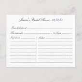 ネイビーブルースターフィッシュビーチブライダルシャワーレシピカード インビテーションポストカード (裏面)