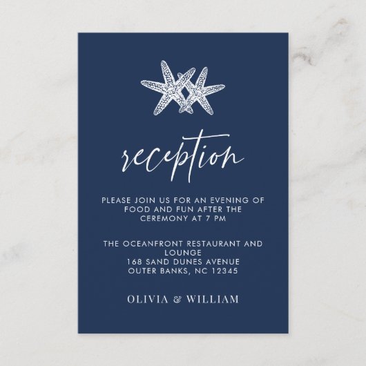 ネイビーブルースターフィッシュビーチ結婚式披露宴 エンクロージャーカード (正面)