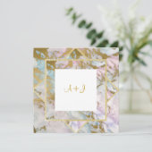 ネイビーブルースター金ゴールド結婚の積層招待状 招待状 (スタンド正面)