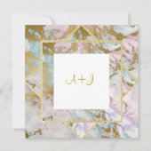 ネイビーブルースター金ゴールド結婚の積層招待状 招待状 (正面)