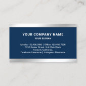 ネイビーブルースチールシルバーエステ実在ートフォト不動産仲介業者 名刺 (裏面)