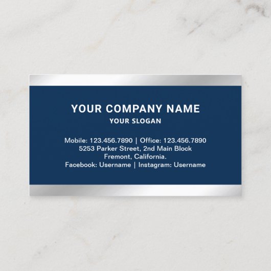 ネイビーブルースチールシルバーエステ実在ートフォト不動産仲介業者 名刺 (裏面)