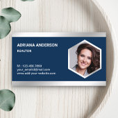 ネイビーブルースチールシルバーエステ実在ートフォト不動産仲介業者 名刺