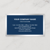 ネイビーブルースチールシルバーフォト実在エステートエージェント 名刺 (裏面)