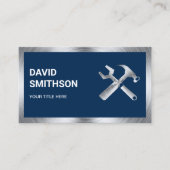 ネイビーブルースチールハンドイマン自動修理整備士 名刺 (正面)