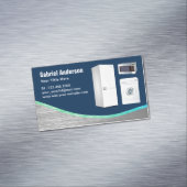 ネイビーブルースチール家電製品修理 マグネット名刺 (インサイチュ)